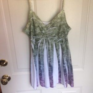 MUDD summer top - spaghetti strap - green, purple, white.  Size L